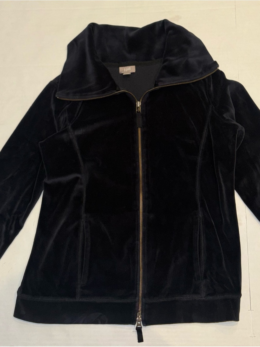 J. Jill Black Velvet Zip-Front Girls' Jacket